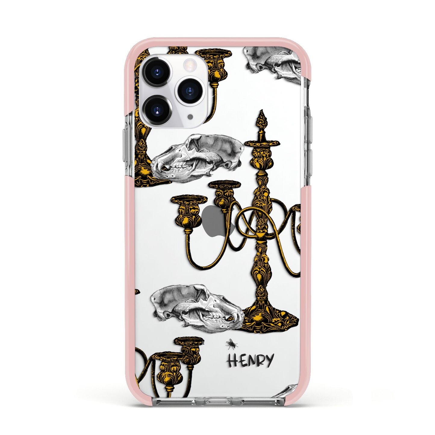 Halloween Candelabra Custom Apple iPhone 11 Pro in Silver with Pink Impact Case