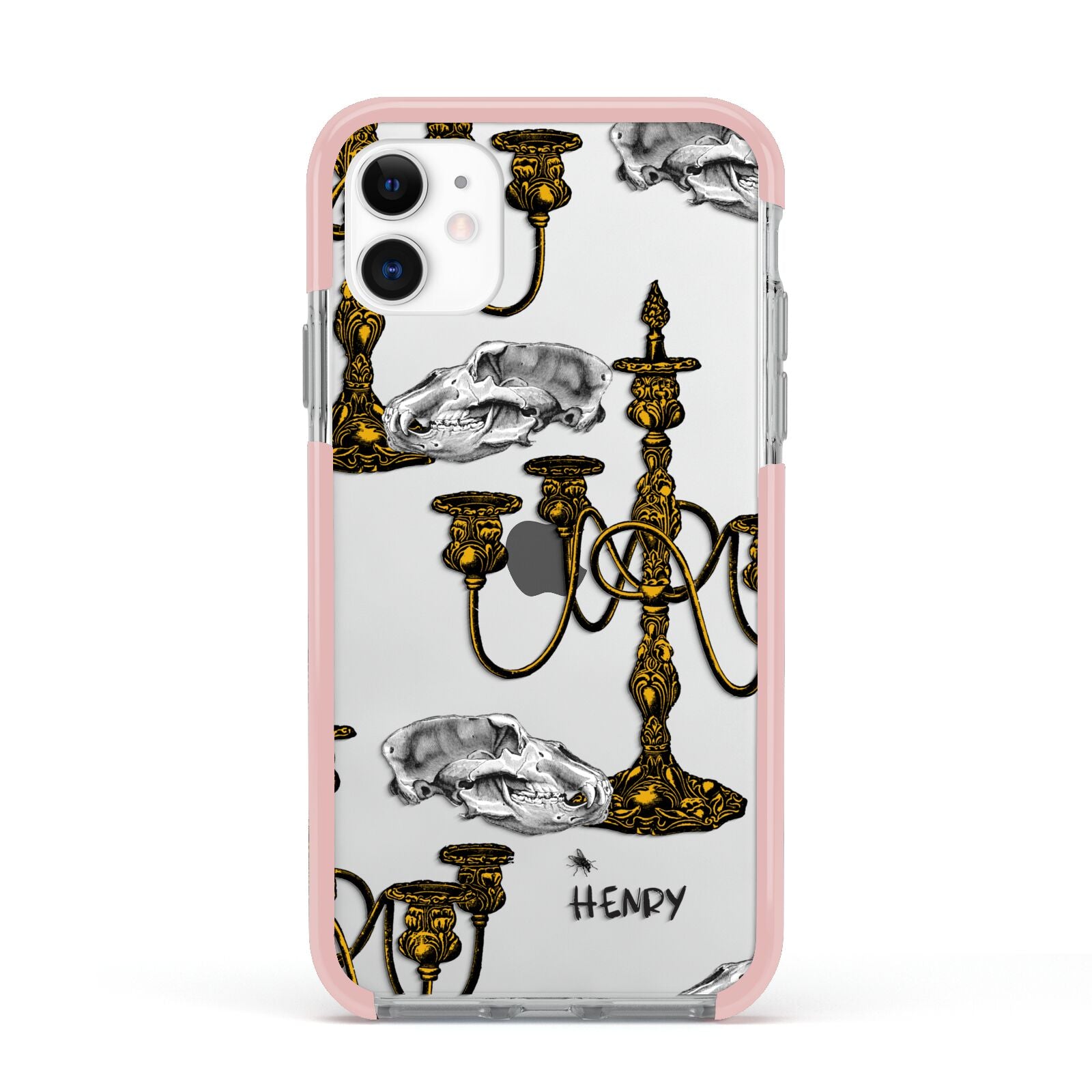 Halloween Candelabra Custom Apple iPhone 11 in White with Pink Impact Case