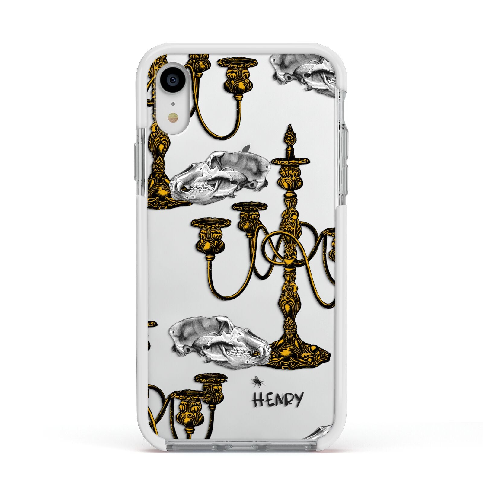 Halloween Candelabra Custom Apple iPhone XR Impact Case White Edge on Silver Phone