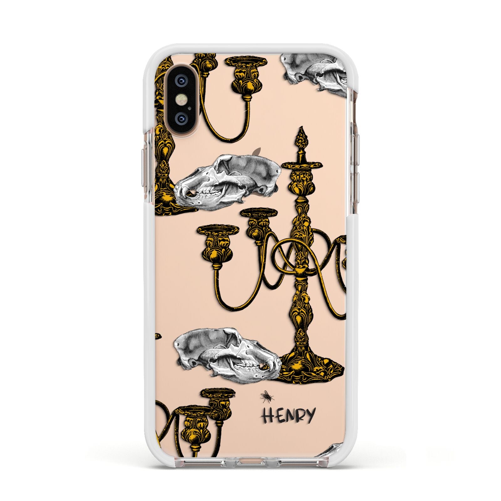 Halloween Candelabra Custom Apple iPhone Xs Impact Case White Edge on Gold Phone