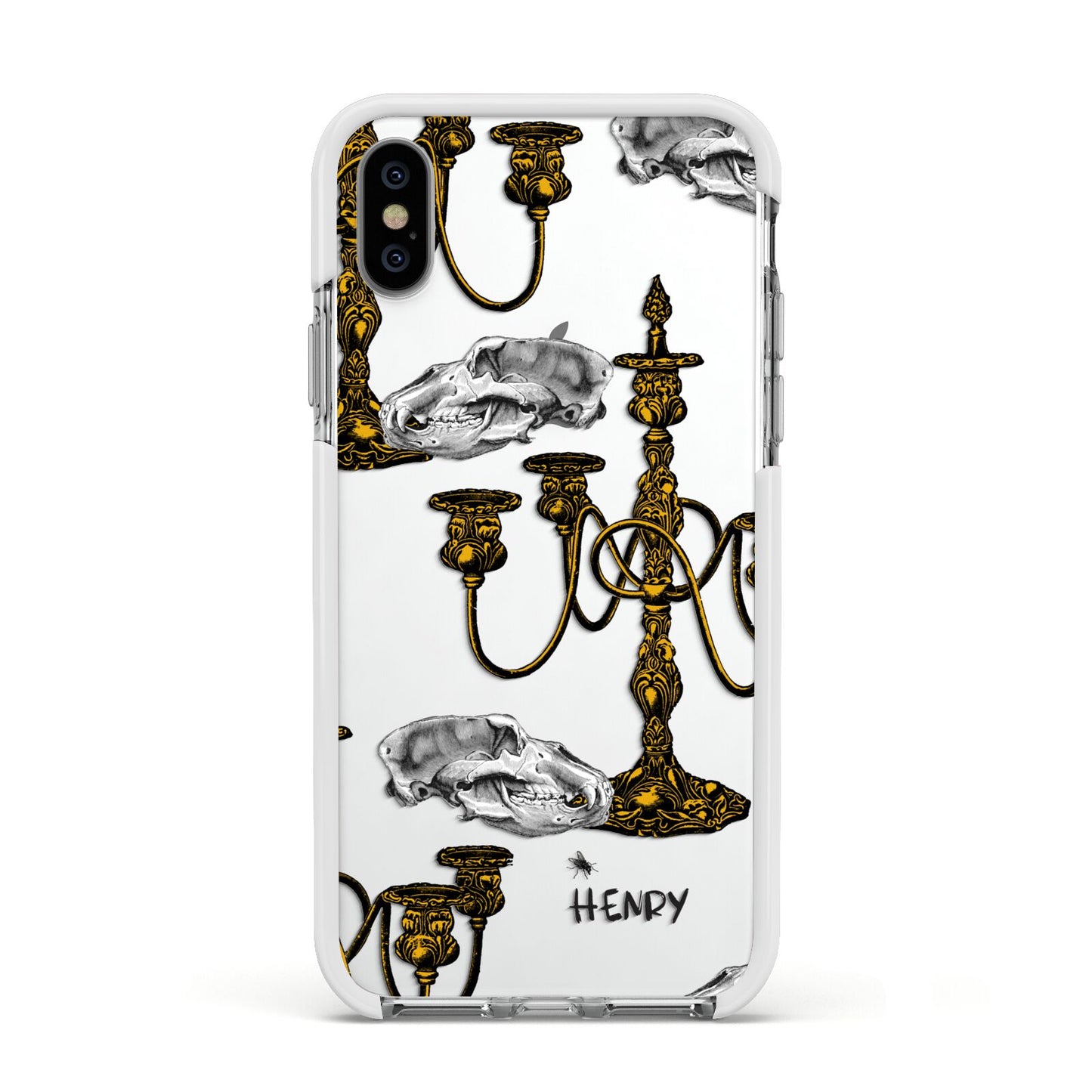 Halloween Candelabra Custom Apple iPhone Xs Impact Case White Edge on Silver Phone