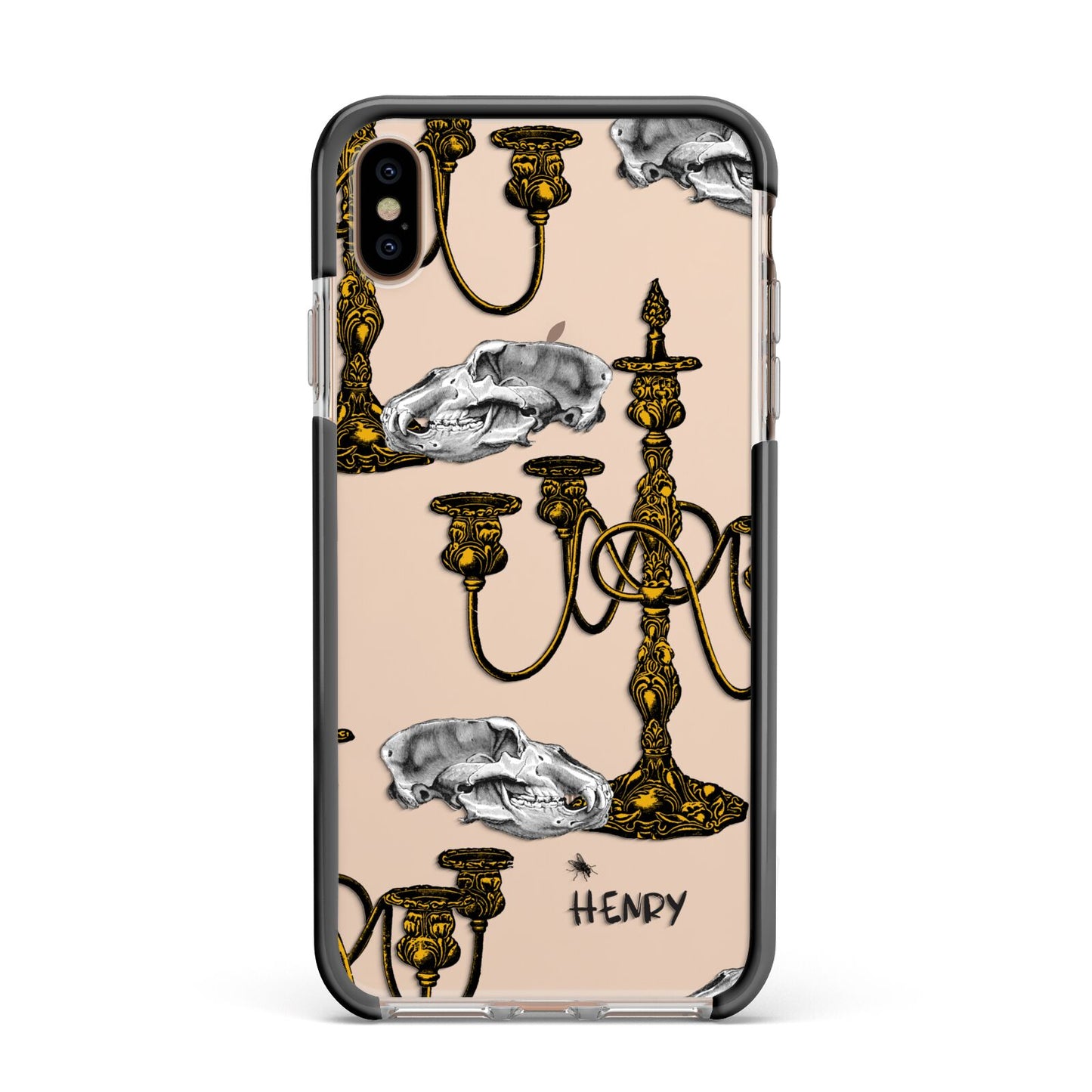 Halloween Candelabra Custom Apple iPhone Xs Max Impact Case Black Edge on Gold Phone