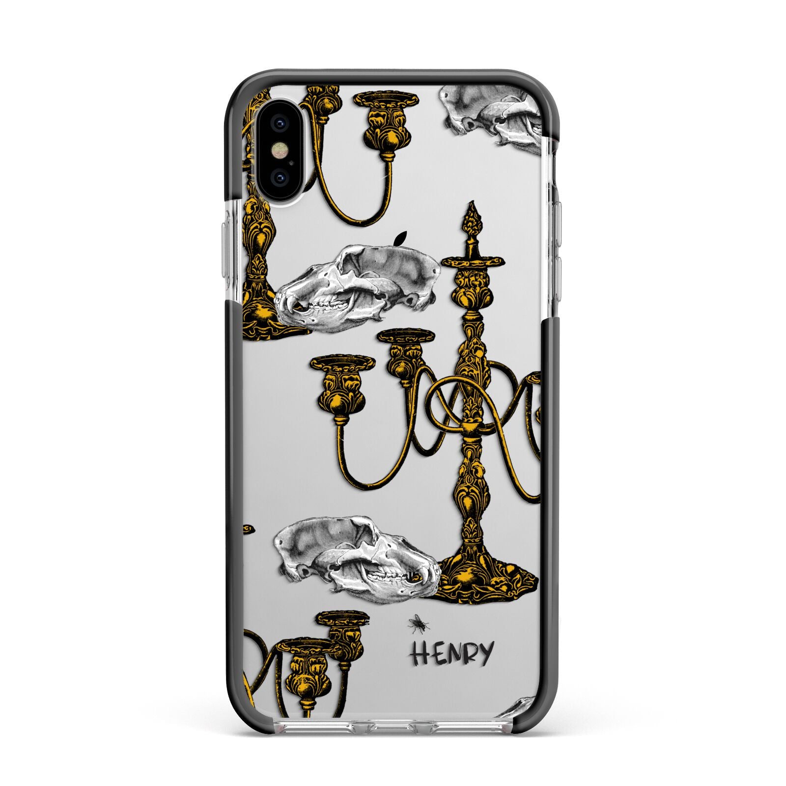 Halloween Candelabra Custom Apple iPhone Xs Max Impact Case Black Edge on Silver Phone