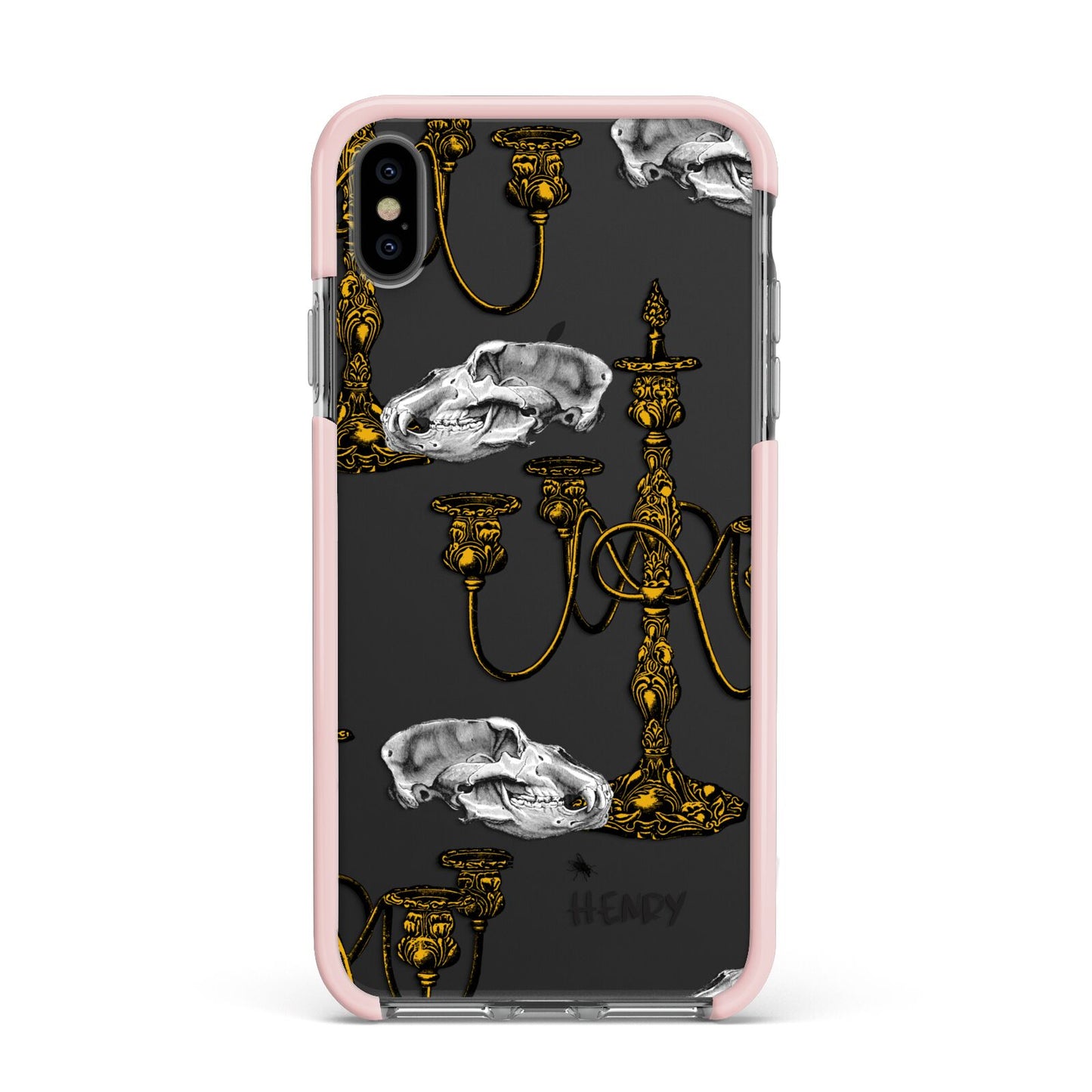 Halloween Candelabra Custom Apple iPhone Xs Max Impact Case Pink Edge on Black Phone