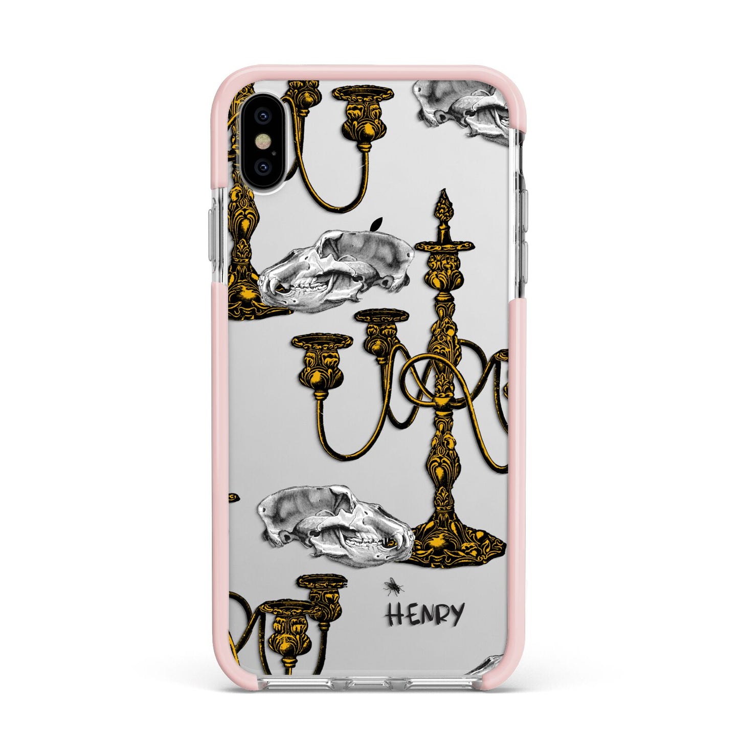 Halloween Candelabra Custom Apple iPhone Xs Max Impact Case Pink Edge on Silver Phone