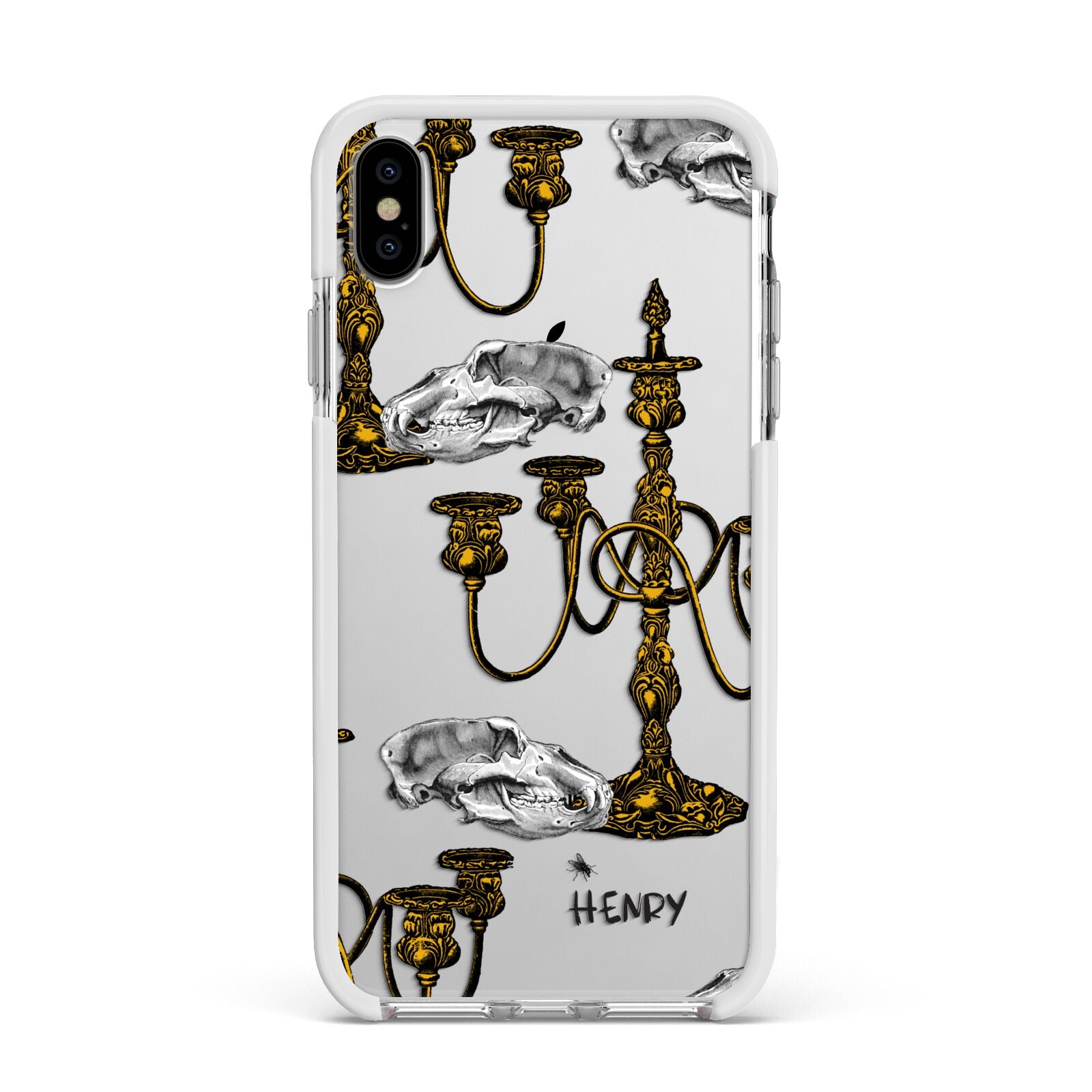 Halloween Candelabra Custom Apple iPhone Xs Max Impact Case White Edge on Silver Phone