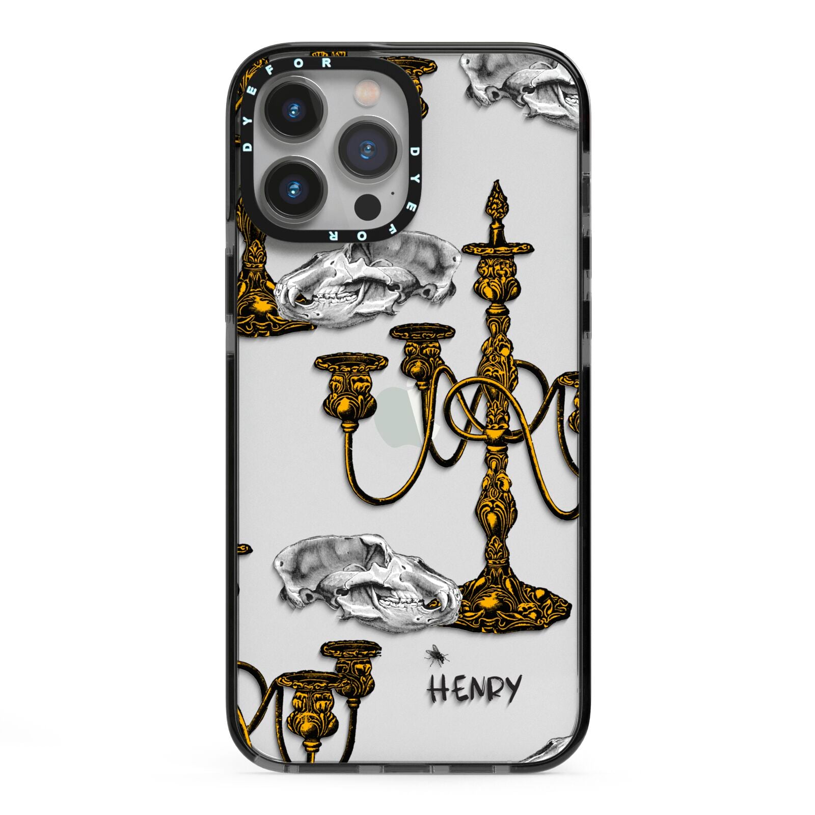 Halloween Candelabra Custom iPhone 13 Pro Max Black Impact Case on Silver phone