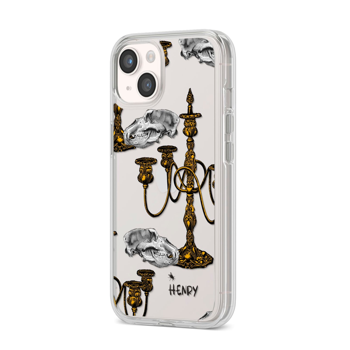 Halloween Candelabra Custom iPhone 14 Clear Tough Case Starlight Angled Image