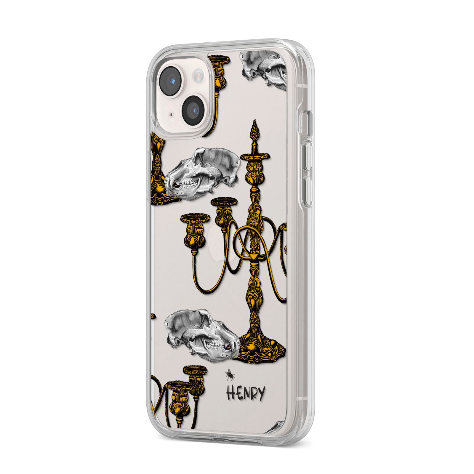 Halloween Candelabra Custom iPhone 14 Plus Clear Tough Case Starlight Angled Image