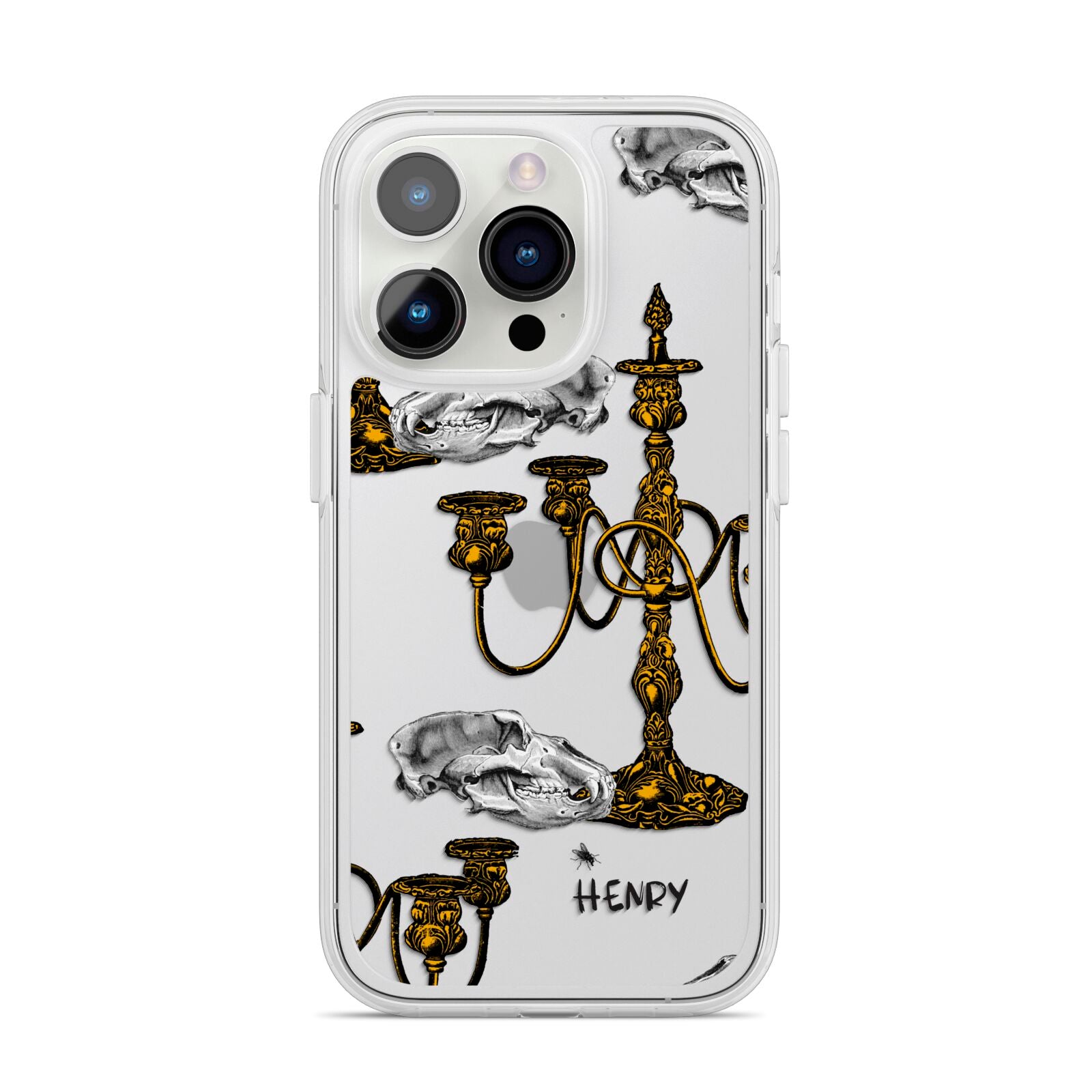 Halloween Candelabra Custom iPhone 14 Pro Clear Tough Case Silver