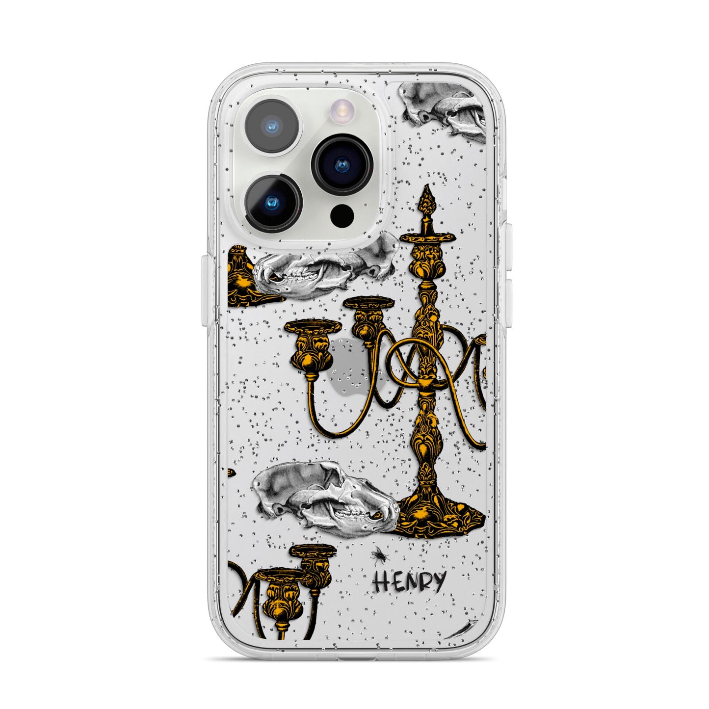 Halloween Candelabra Custom iPhone 14 Pro Glitter Tough Case Silver