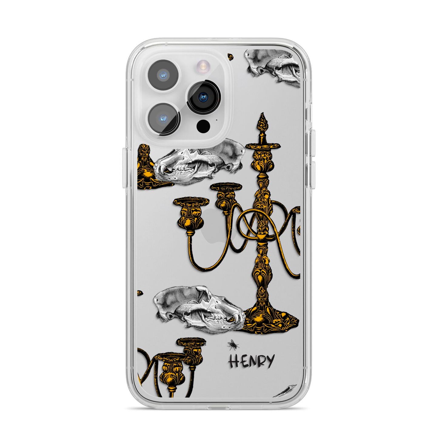 Halloween Candelabra Custom iPhone 14 Pro Max Clear Tough Case Silver