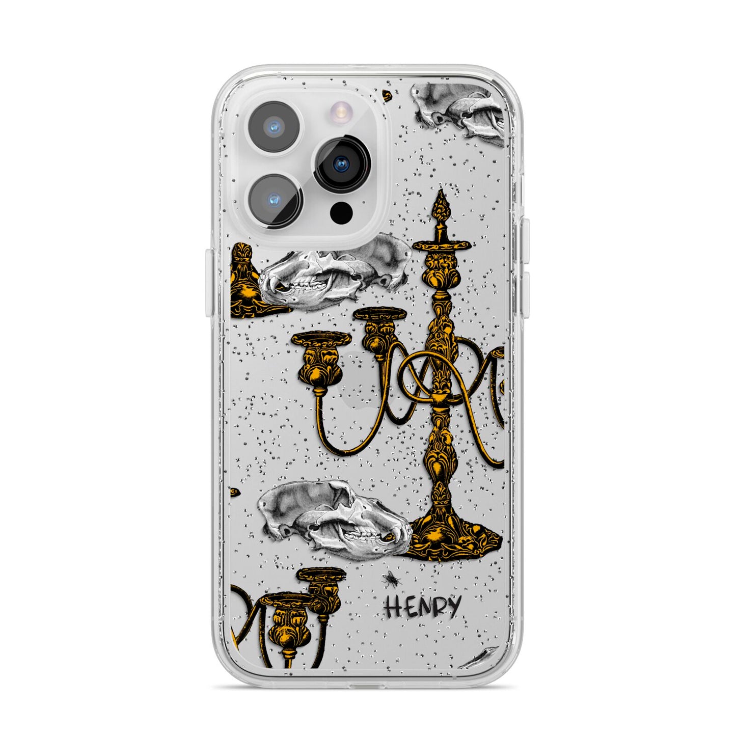 Halloween Candelabra Custom iPhone 14 Pro Max Glitter Tough Case Silver