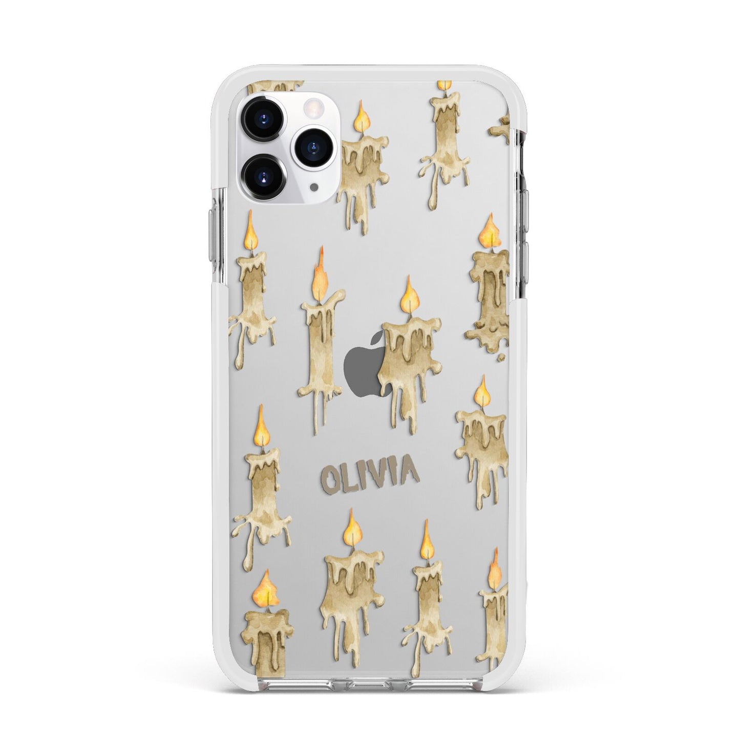 Halloween Creepy Candles Custom Apple iPhone 11 Pro Max in Silver with White Impact Case