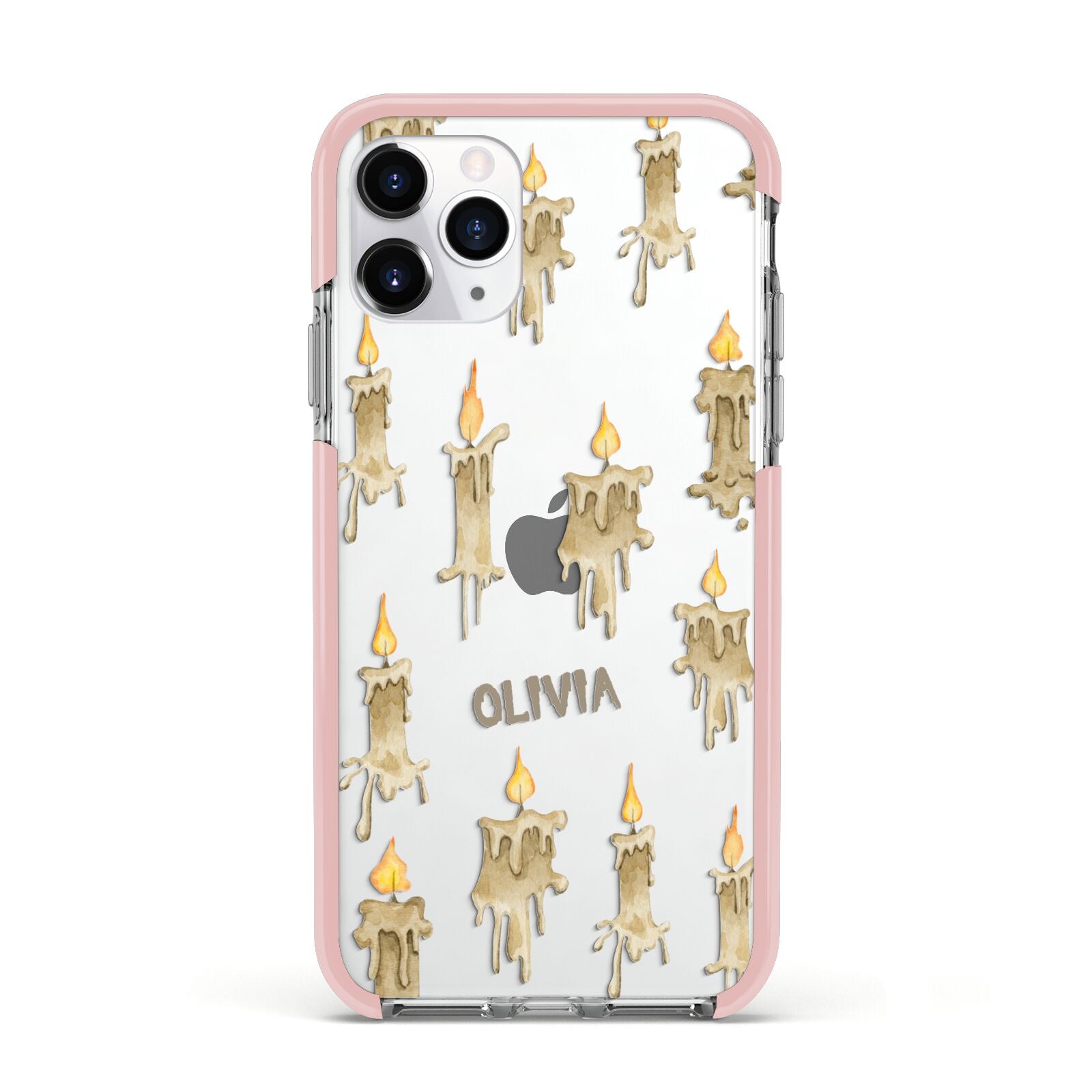 Halloween Creepy Candles Custom Apple iPhone 11 Pro in Silver with Pink Impact Case