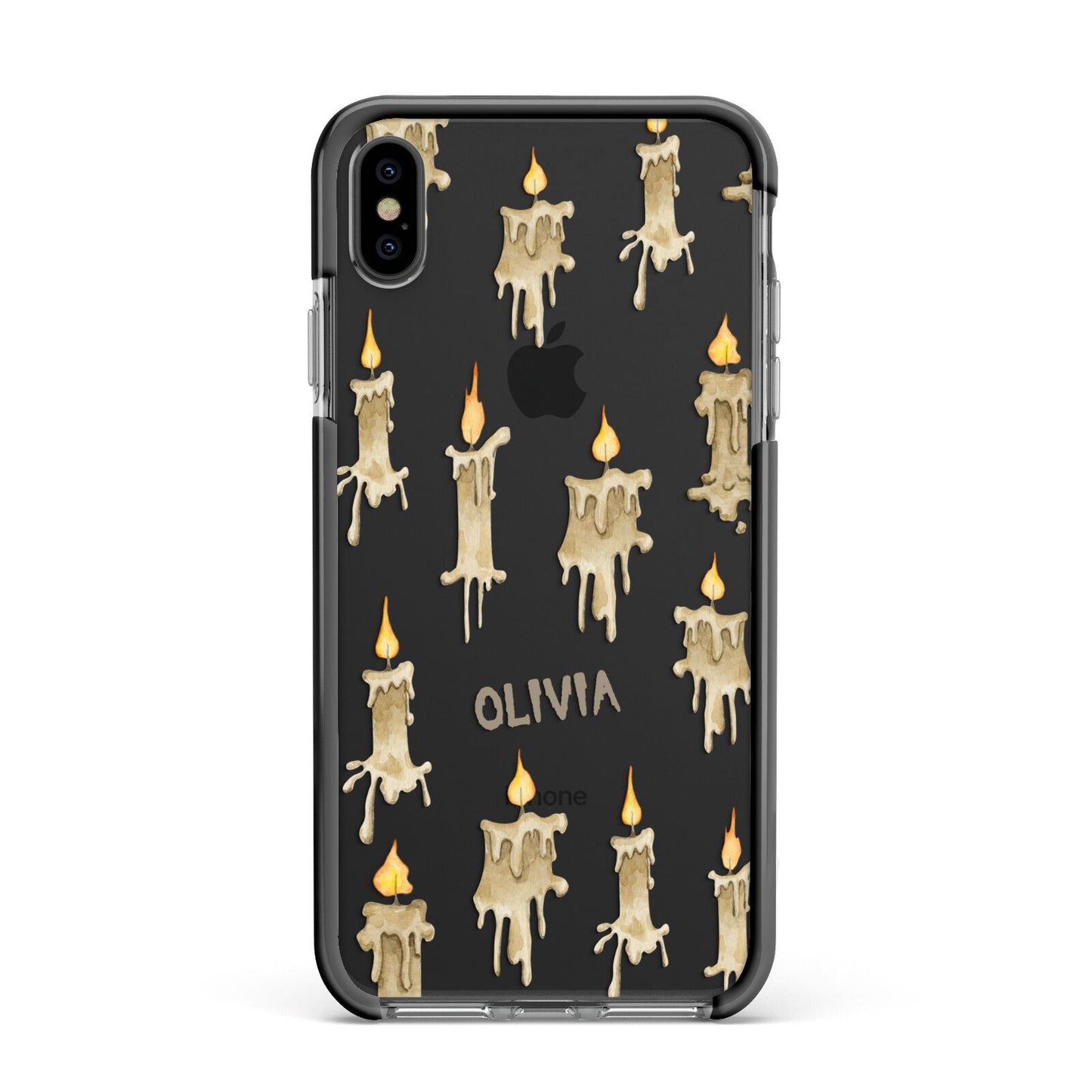 Halloween Creepy Candles Custom Apple iPhone Xs Max Impact Case Black Edge on Black Phone