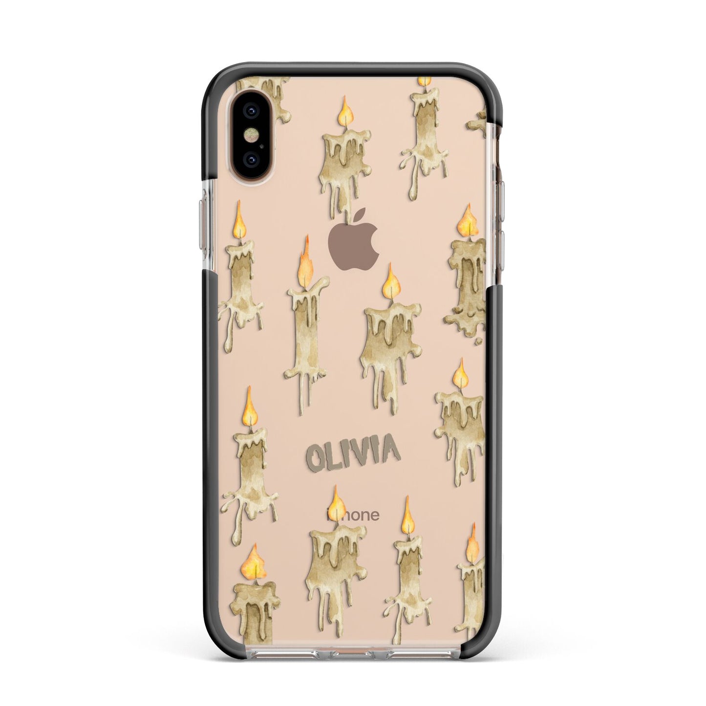 Halloween Creepy Candles Custom Apple iPhone Xs Max Impact Case Black Edge on Gold Phone