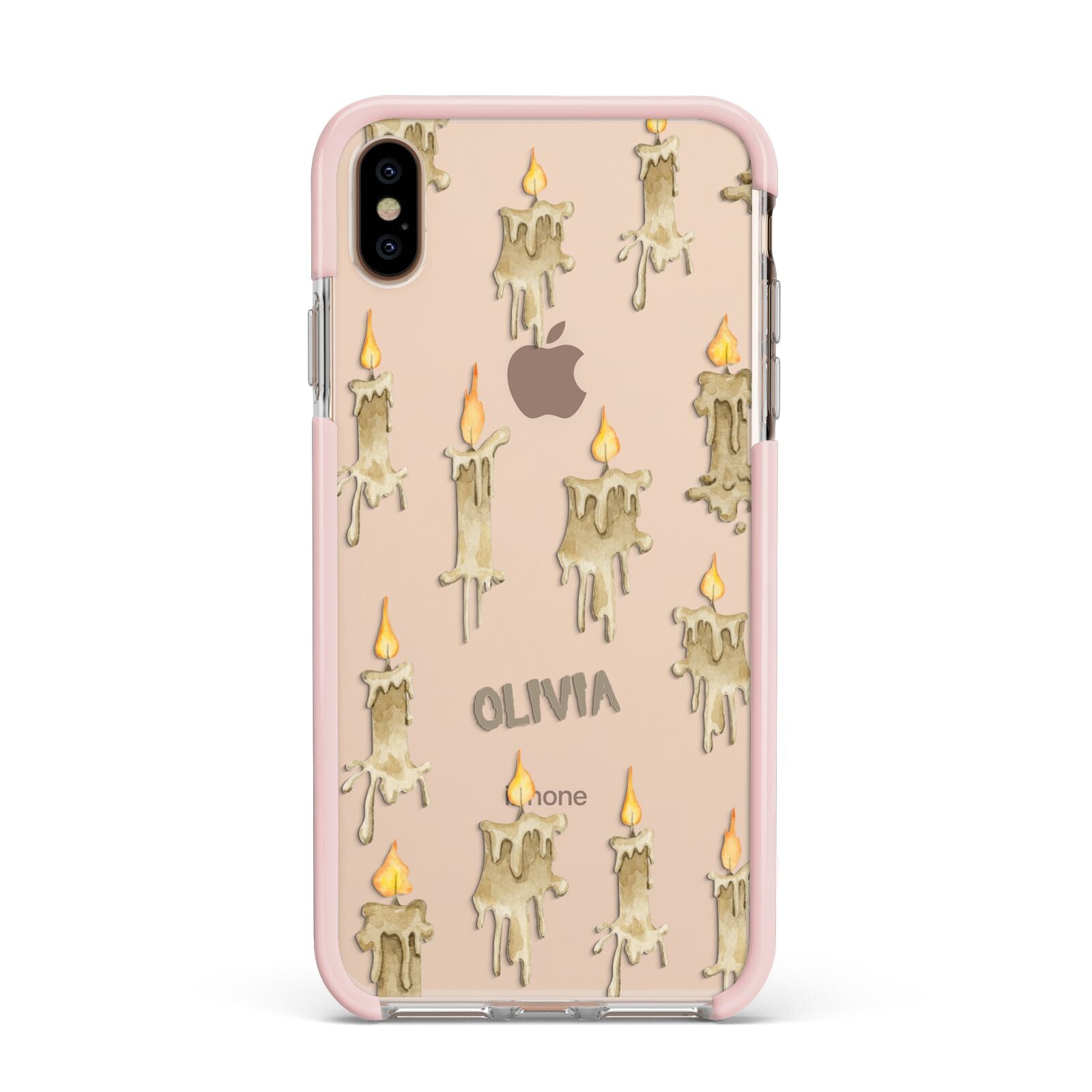 Halloween Creepy Candles Custom Apple iPhone Xs Max Impact Case Pink Edge on Gold Phone