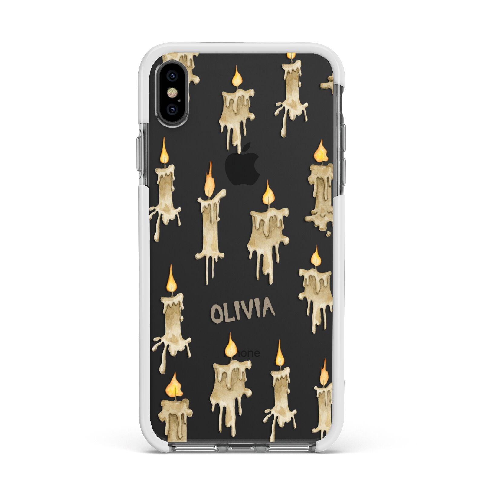 Halloween Creepy Candles Custom Apple iPhone Xs Max Impact Case White Edge on Black Phone