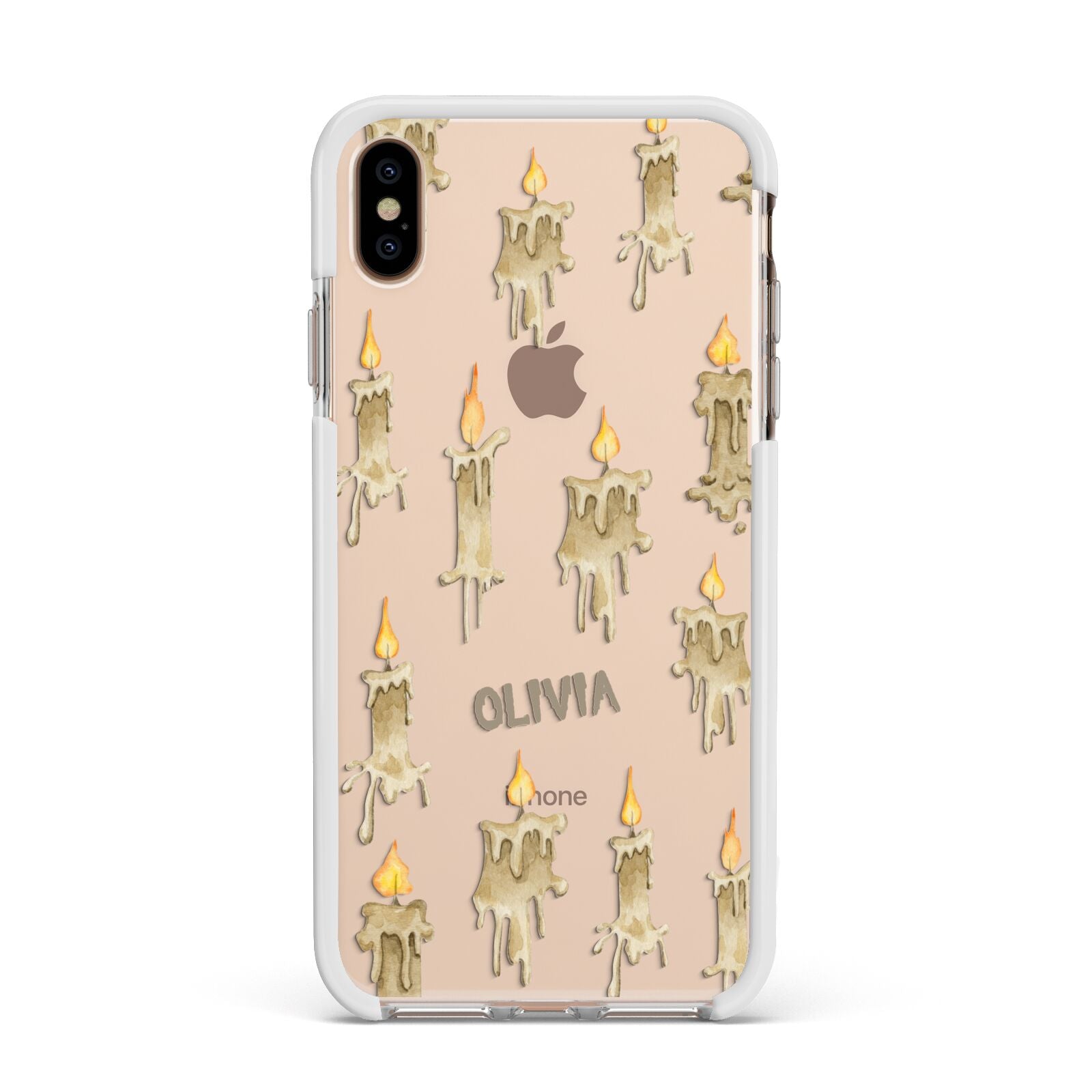 Halloween Creepy Candles Custom Apple iPhone Xs Max Impact Case White Edge on Gold Phone