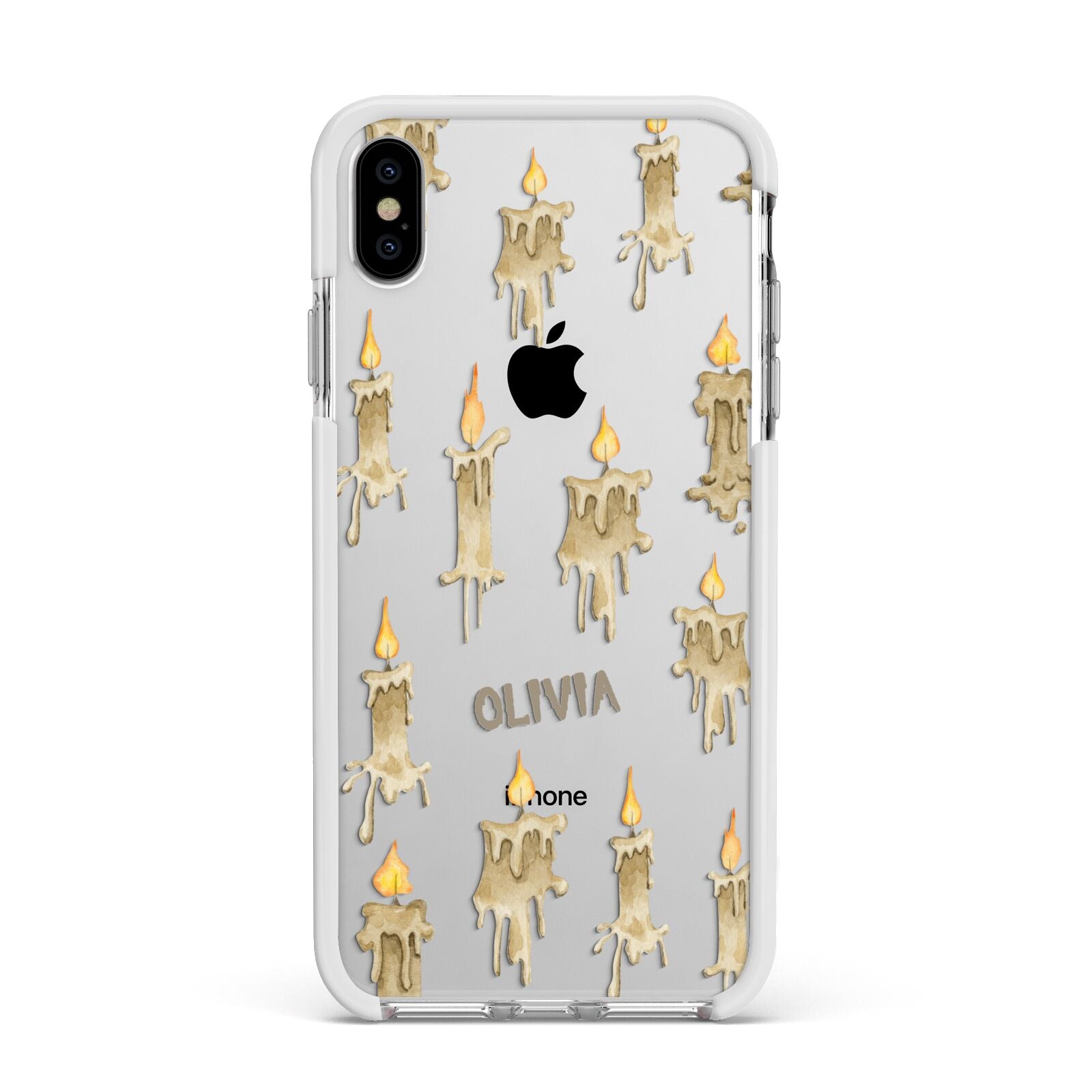 Halloween Creepy Candles Custom Apple iPhone Xs Max Impact Case White Edge on Silver Phone