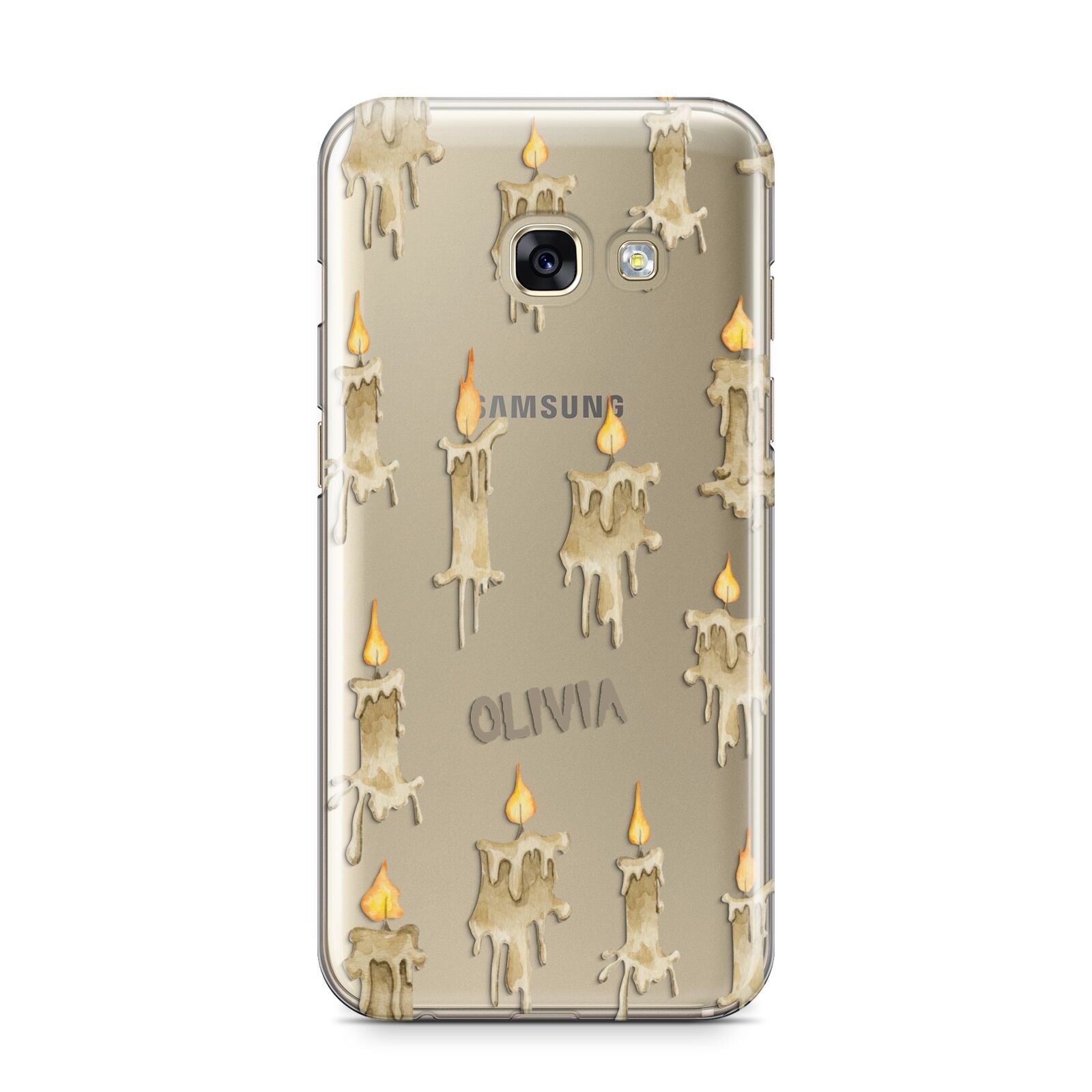 Halloween Creepy Candles Custom Samsung Galaxy A3 2017 Case on gold phone