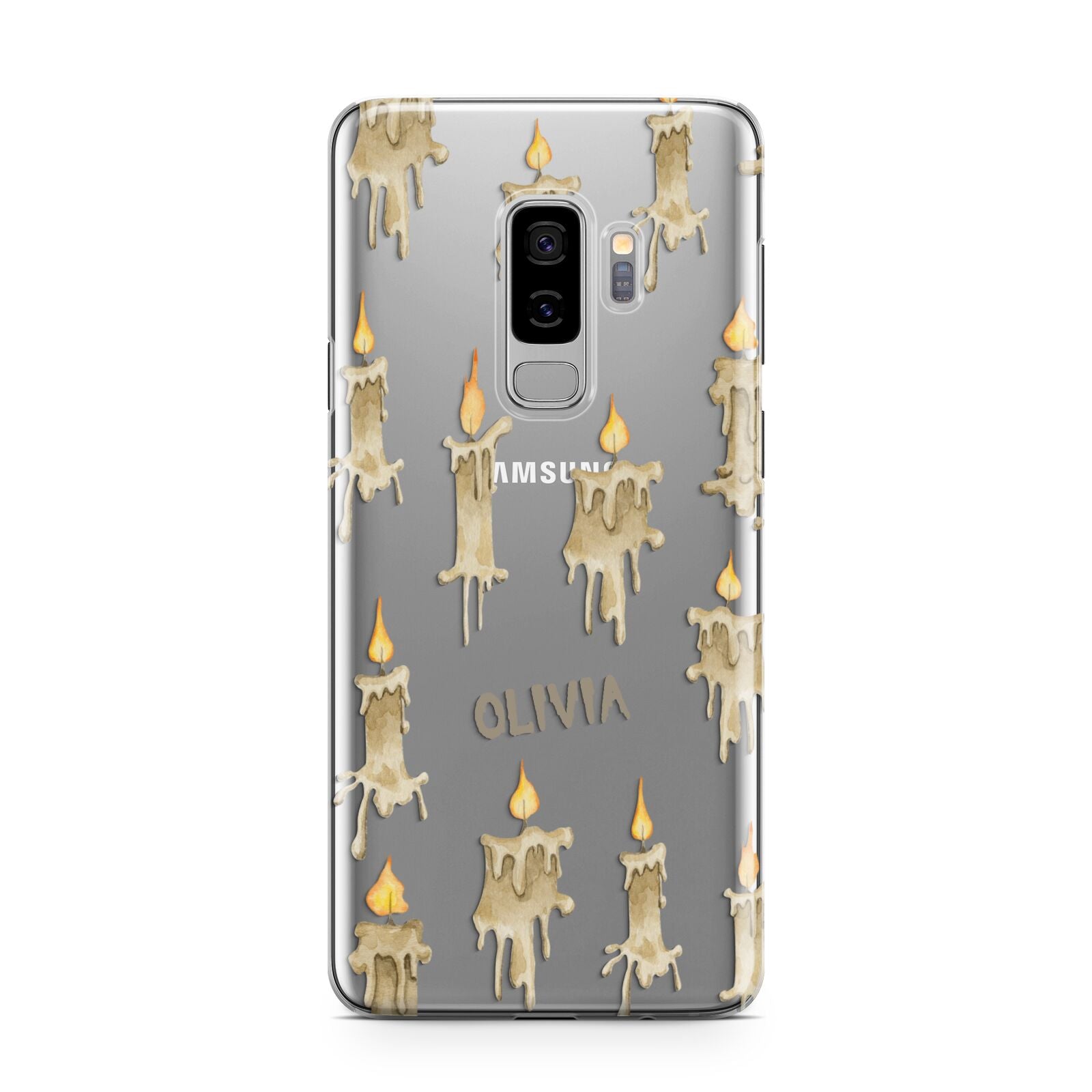 Halloween Creepy Candles Custom Samsung Galaxy S9 Plus Case on Silver phone