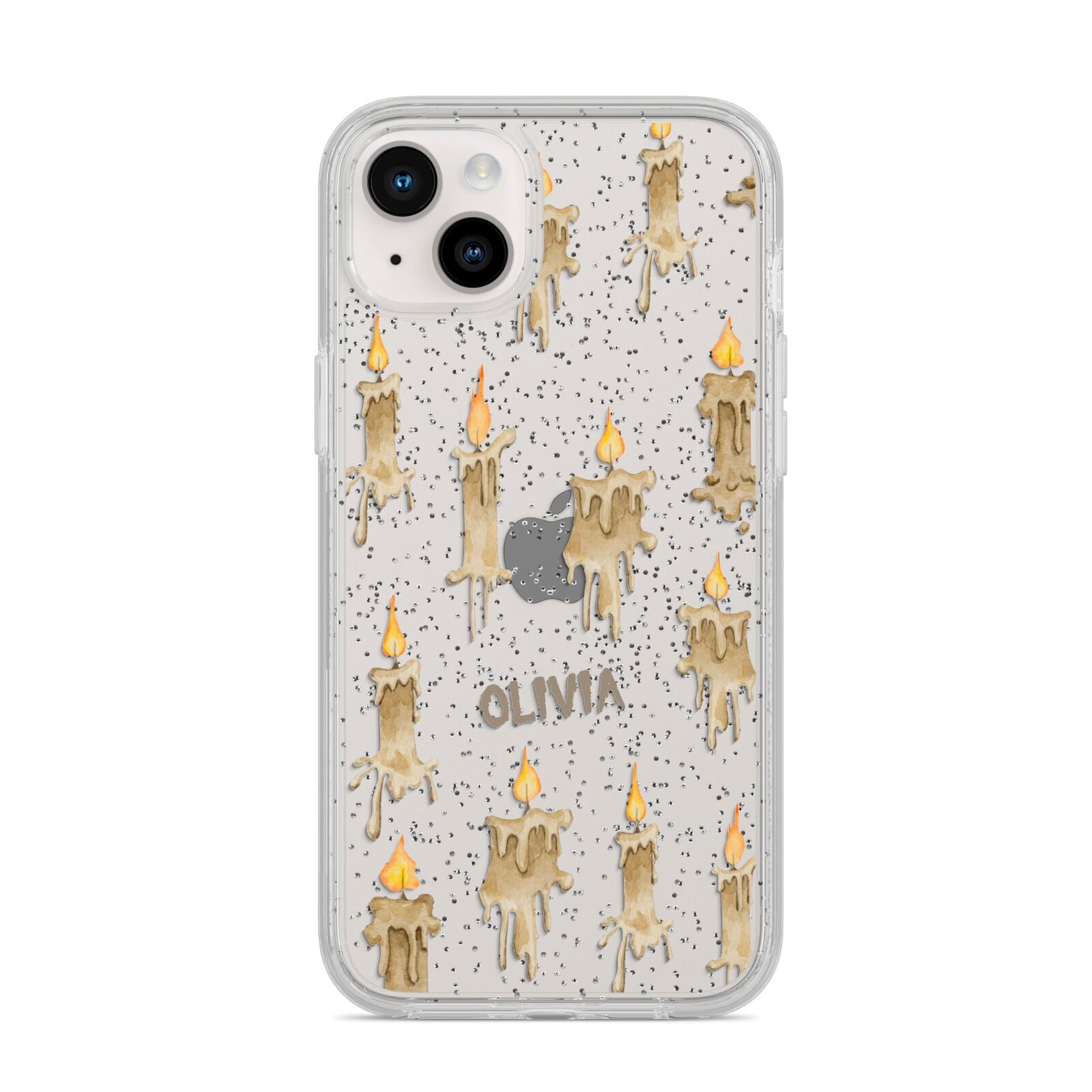 Halloween Creepy Candles Custom iPhone 14 Plus Glitter Tough Case Starlight