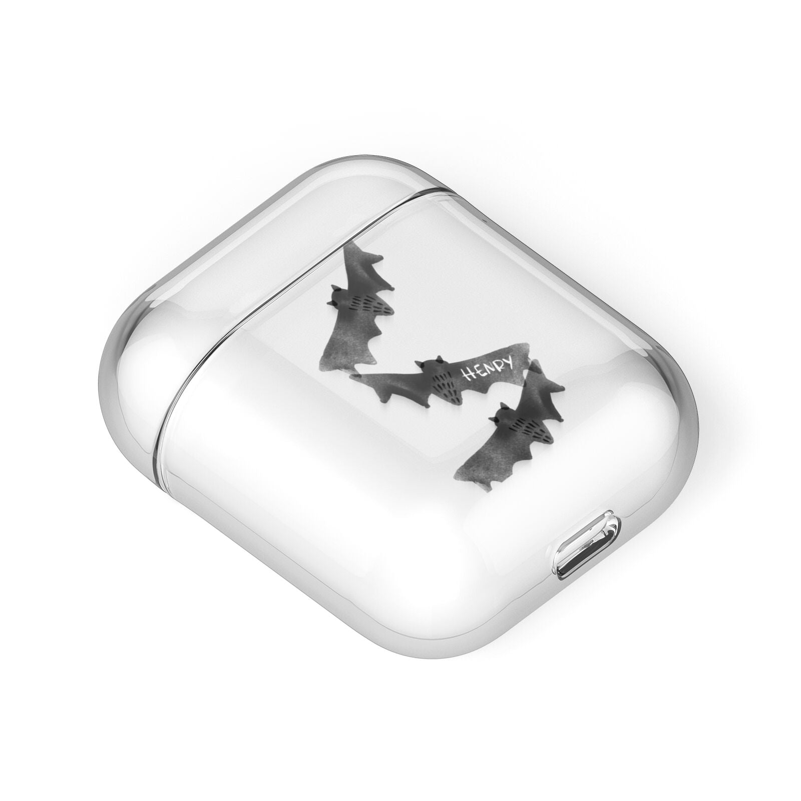 Halloween Custom Black Bats AirPods Case Laid Flat