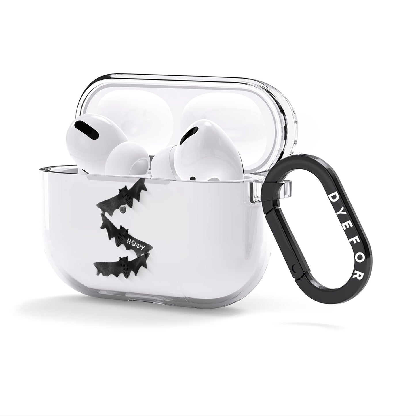 Halloween Custom Black Bats AirPods Clear Case 3rd Gen Side Image