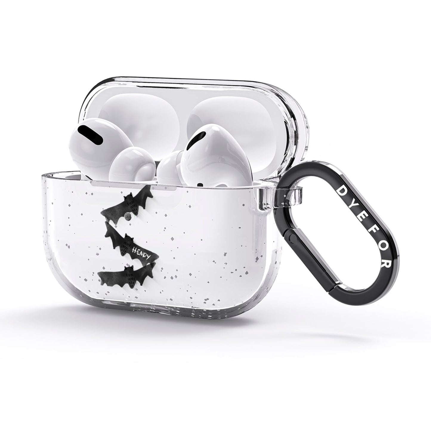 Halloween Custom Black Bats AirPods Glitter Case 3rd Gen Side Image