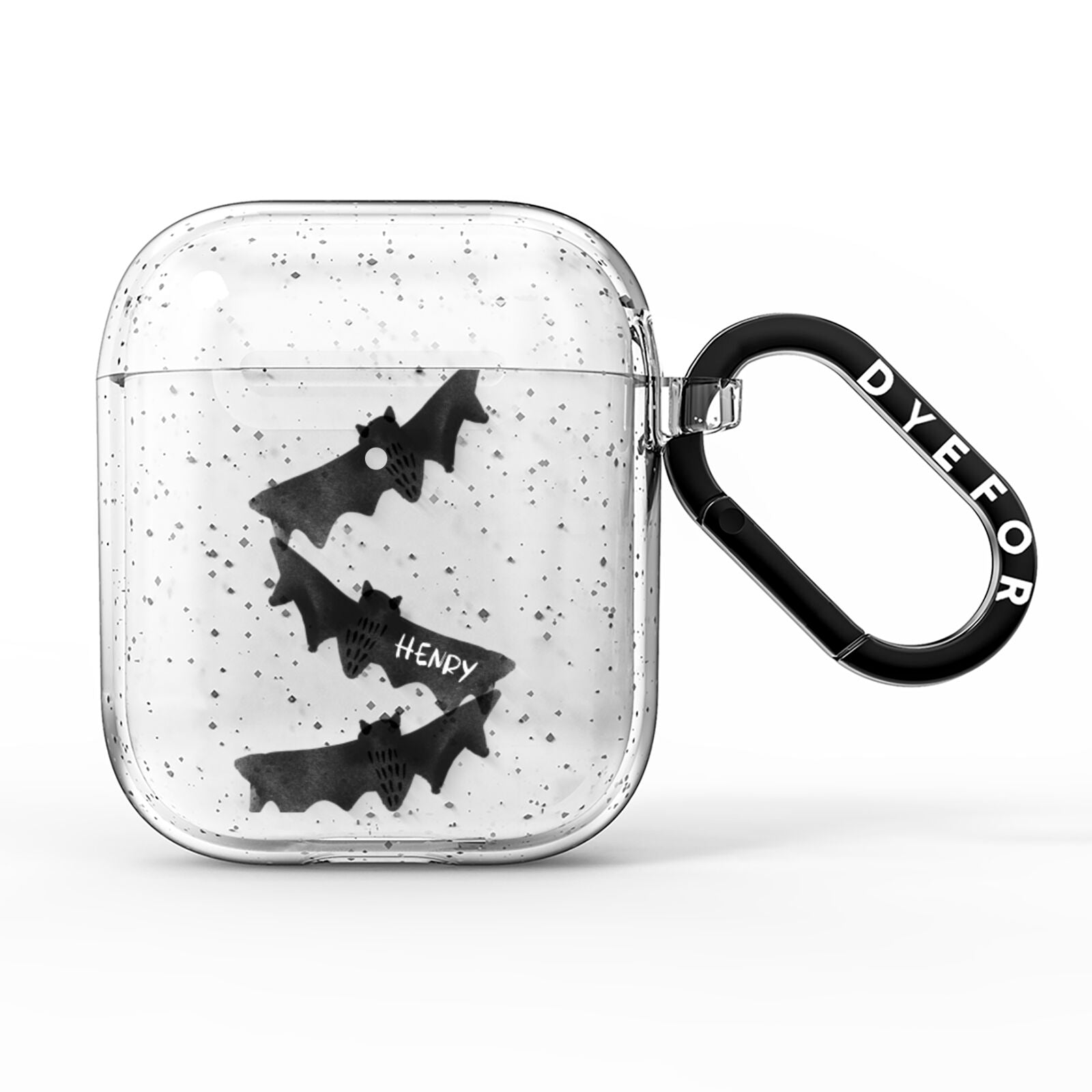 Halloween Custom Black Bats AirPods Glitter Case