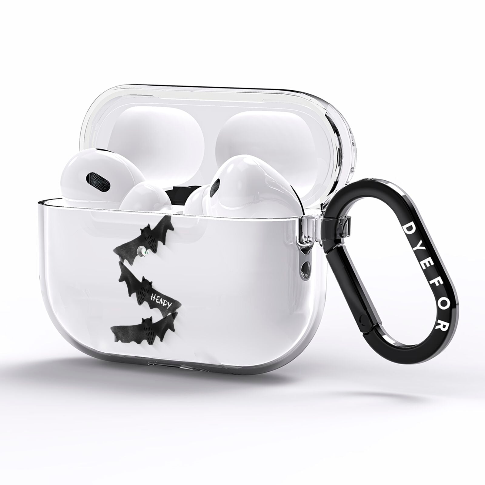 Halloween Custom Black Bats AirPods Pro Clear Case Side Image