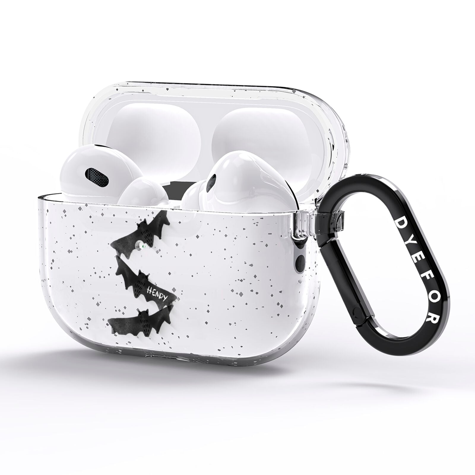 Halloween Custom Black Bats AirPods Pro Glitter Case Side Image