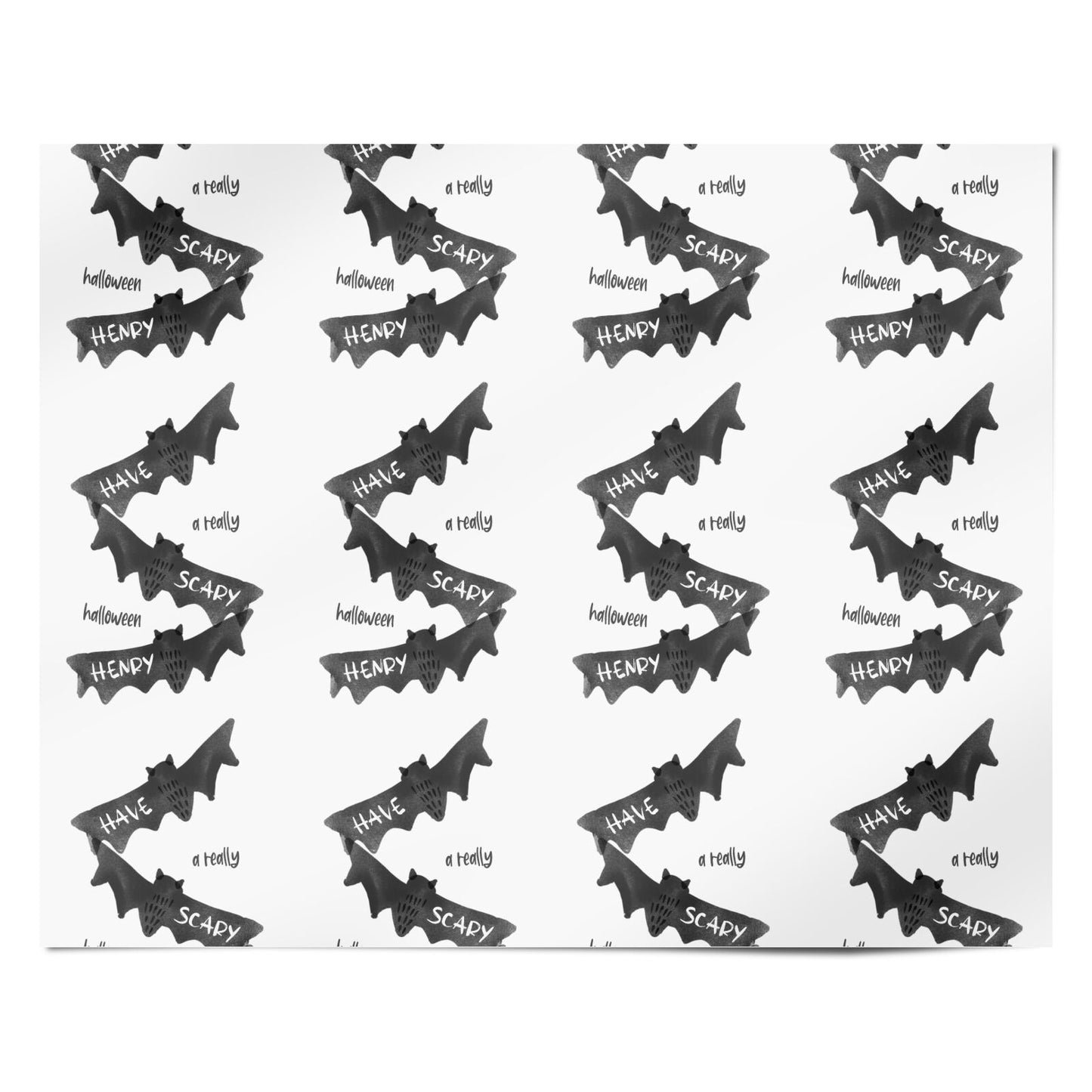 Halloween Custom Black Bats Personalised Wrapping Paper Alternative