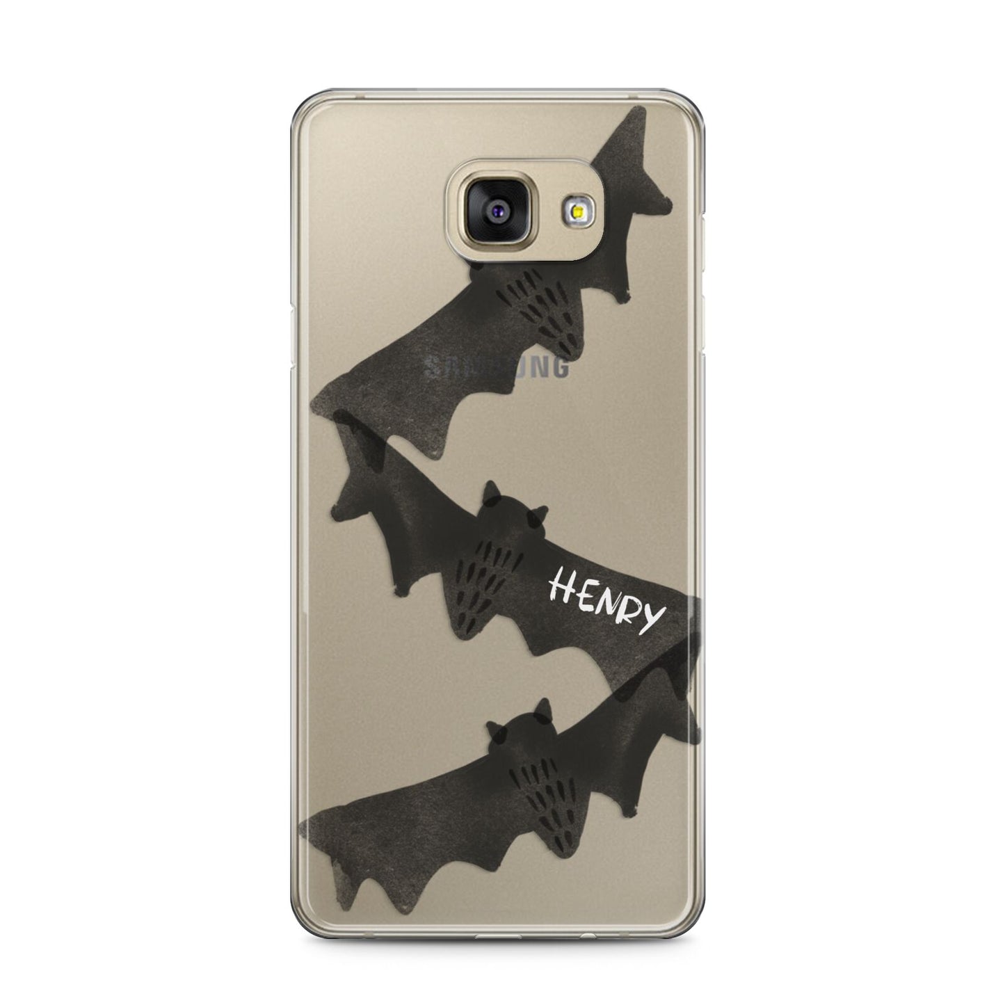 Halloween Custom Black Bats Samsung Galaxy A5 2016 Case on gold phone