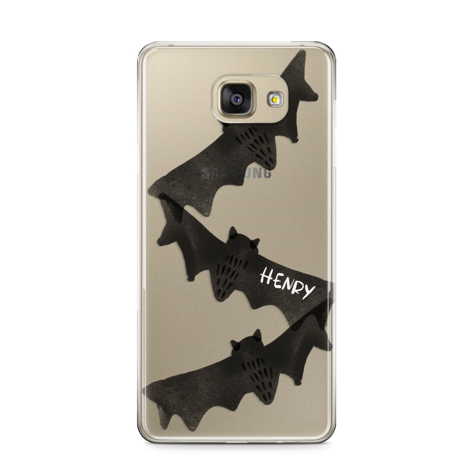 Halloween Custom Black Bats Samsung Galaxy A9 2016 Case on gold phone