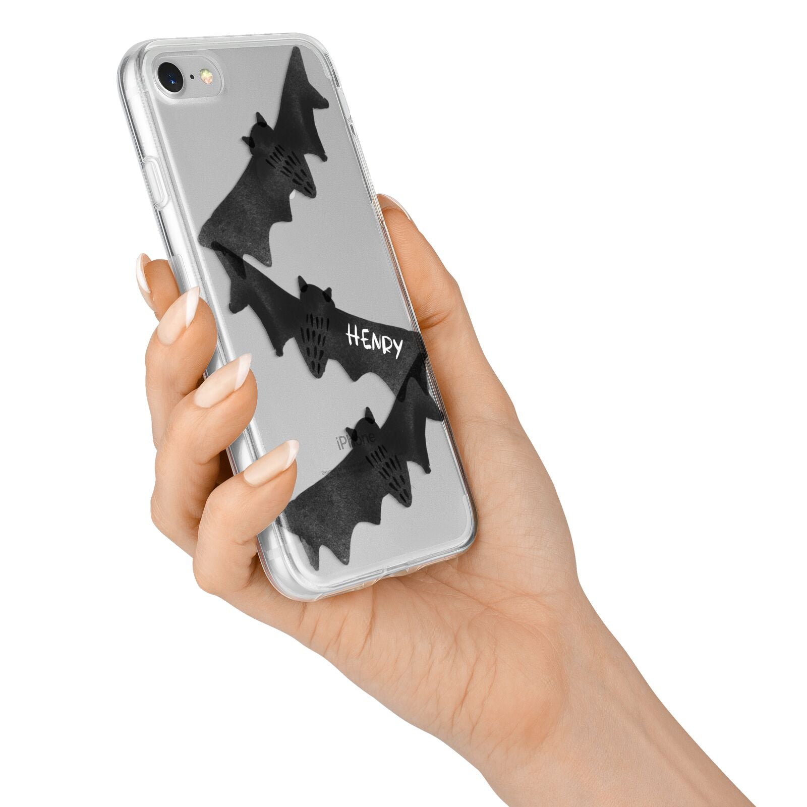 Halloween Custom Black Bats iPhone 7 Bumper Case on Silver iPhone Alternative Image