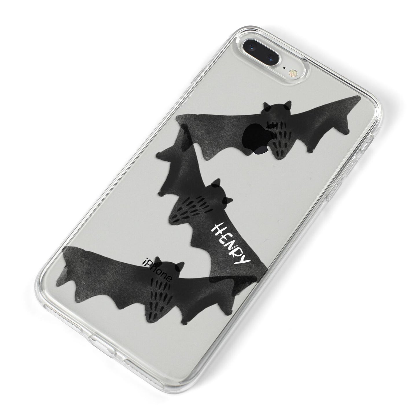 Halloween Custom Black Bats iPhone 8 Plus Bumper Case on Silver iPhone Alternative Image