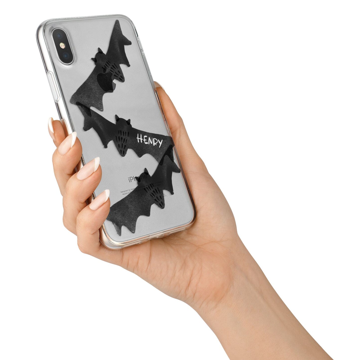 Halloween Custom Black Bats iPhone X Bumper Case on Silver iPhone Alternative Image 2