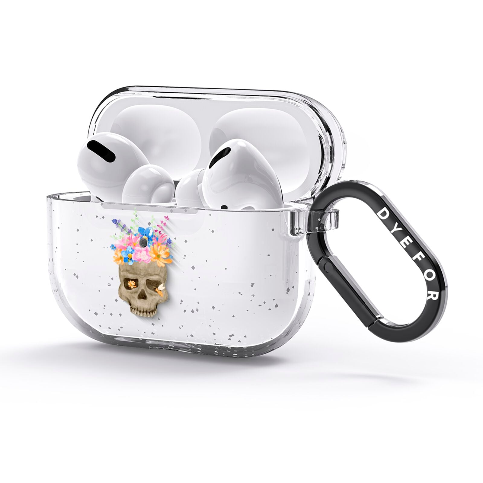 Halloween Flower Skull AirPods Glitter Case 3rd Gen Side Image