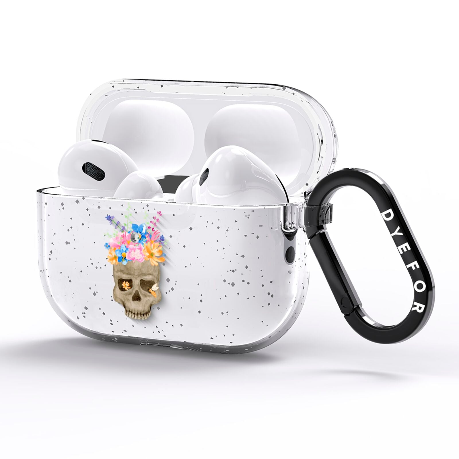 Halloween Flower Skull AirPods Pro Glitter Case Side Image