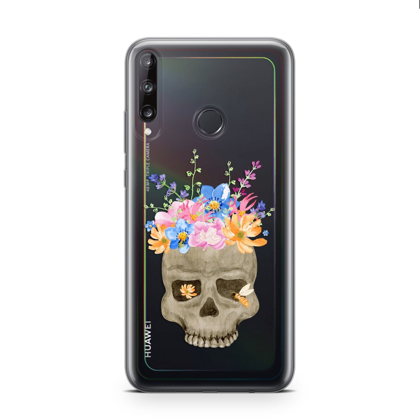 Halloween Flower Skull Huawei P40 Lite E Phone Case