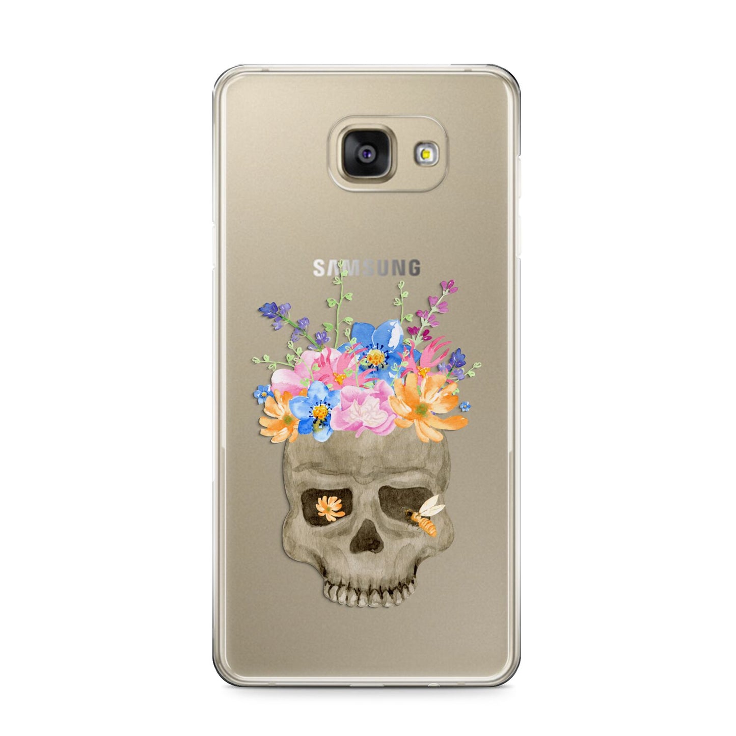 Halloween Flower Skull Samsung Galaxy A9 2016 Case on gold phone