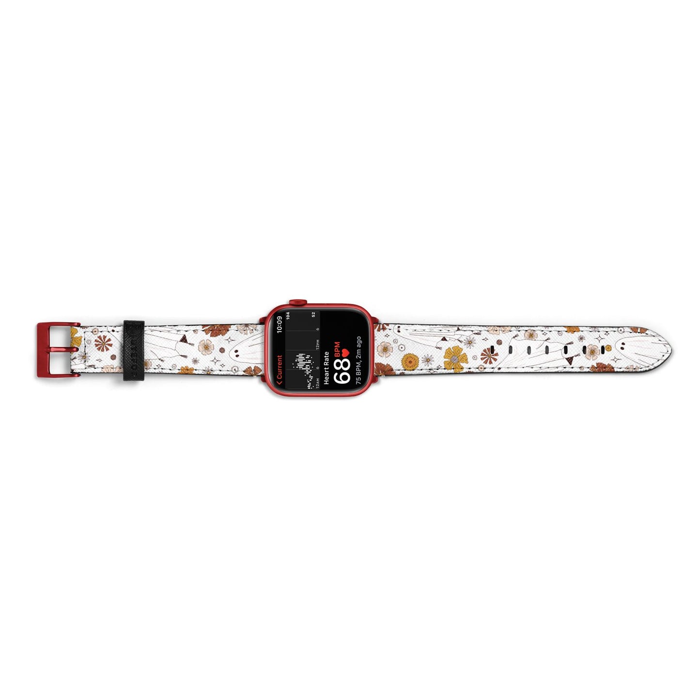 Halloween Ghost Apple Watch Strap Size 38mm Landscape Image Red Hardware