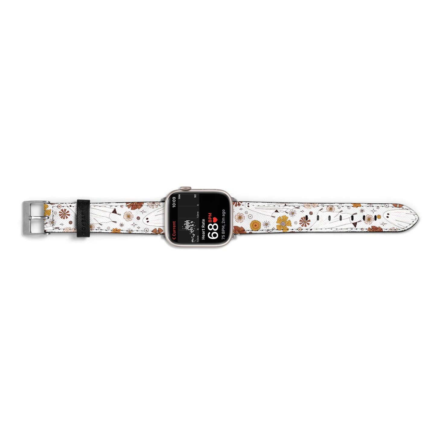 Halloween Ghost Apple Watch Strap Size 38mm Landscape Image Silver Hardware