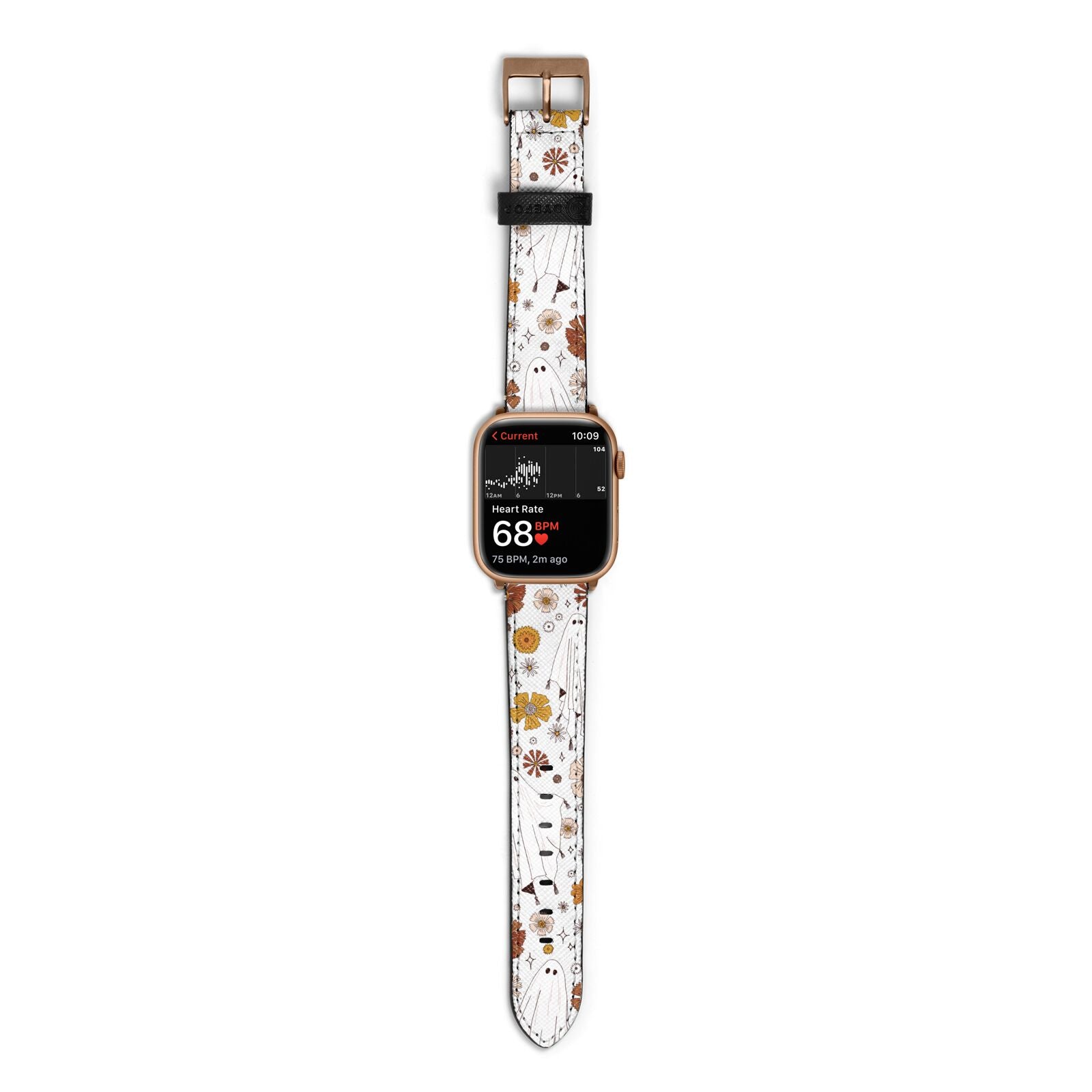 Halloween Ghost Apple Watch Strap Size 38mm with Gold Hardware