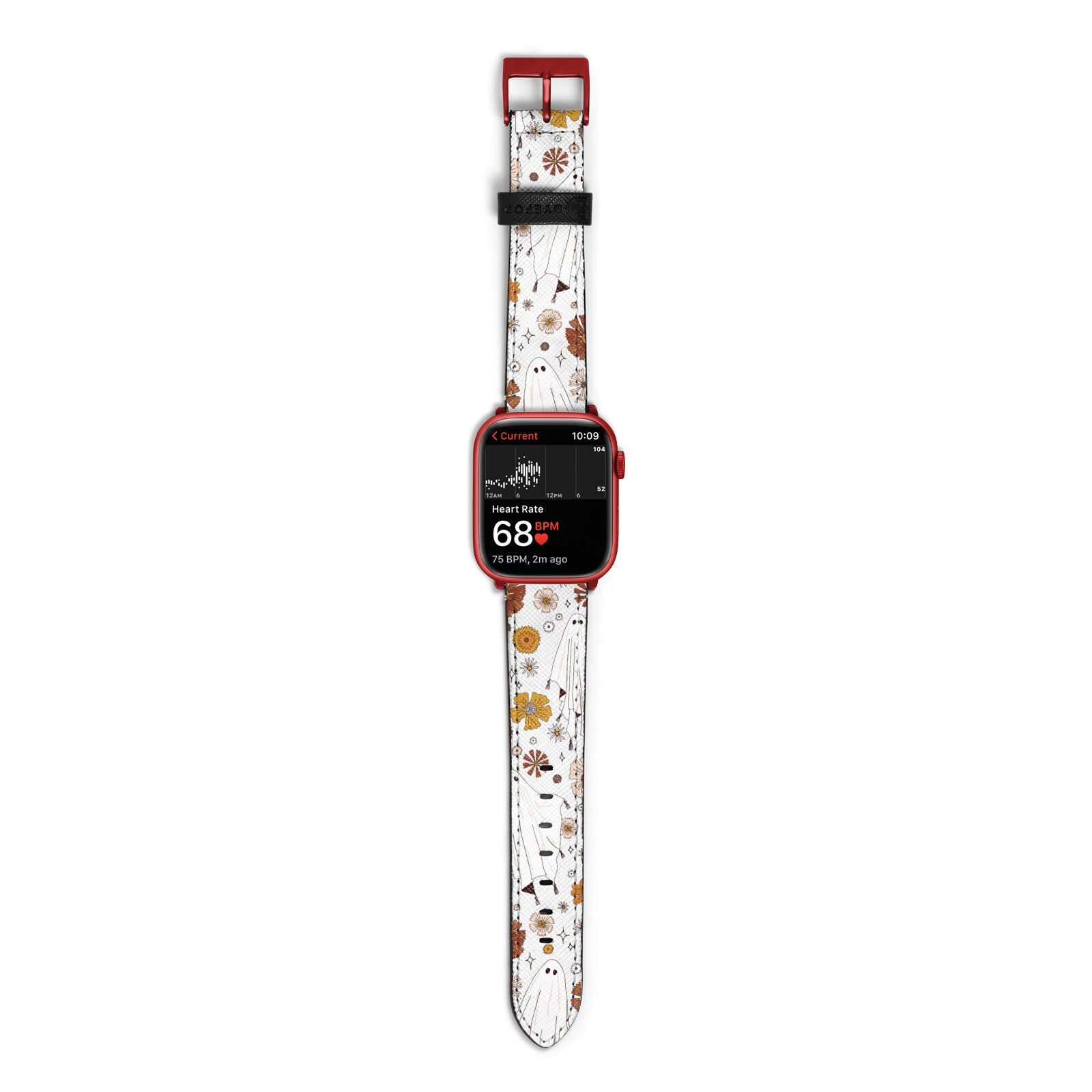 Halloween Ghost Apple Watch Strap Size 38mm with Red Hardware