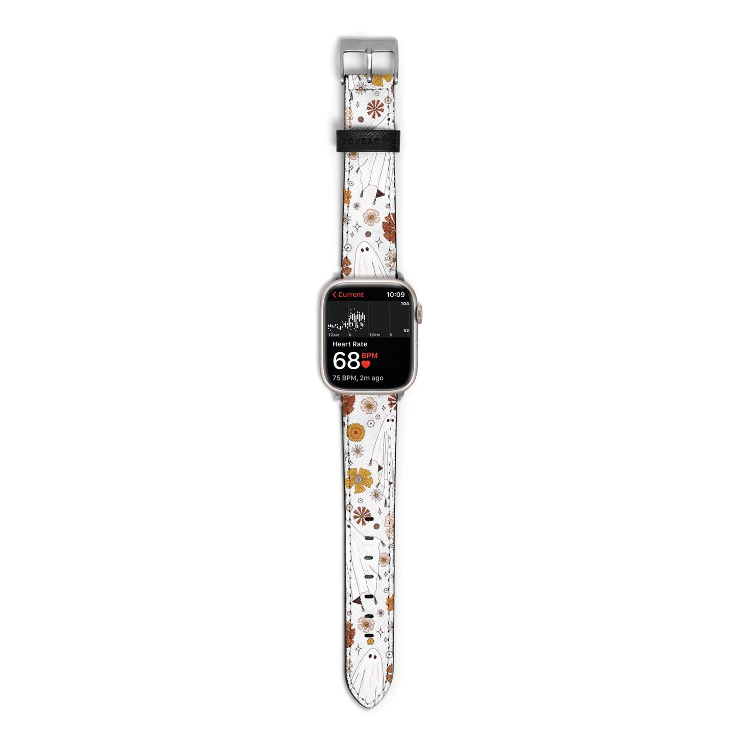 Halloween Ghost Apple Watch Strap Size 38mm with Silver Hardware