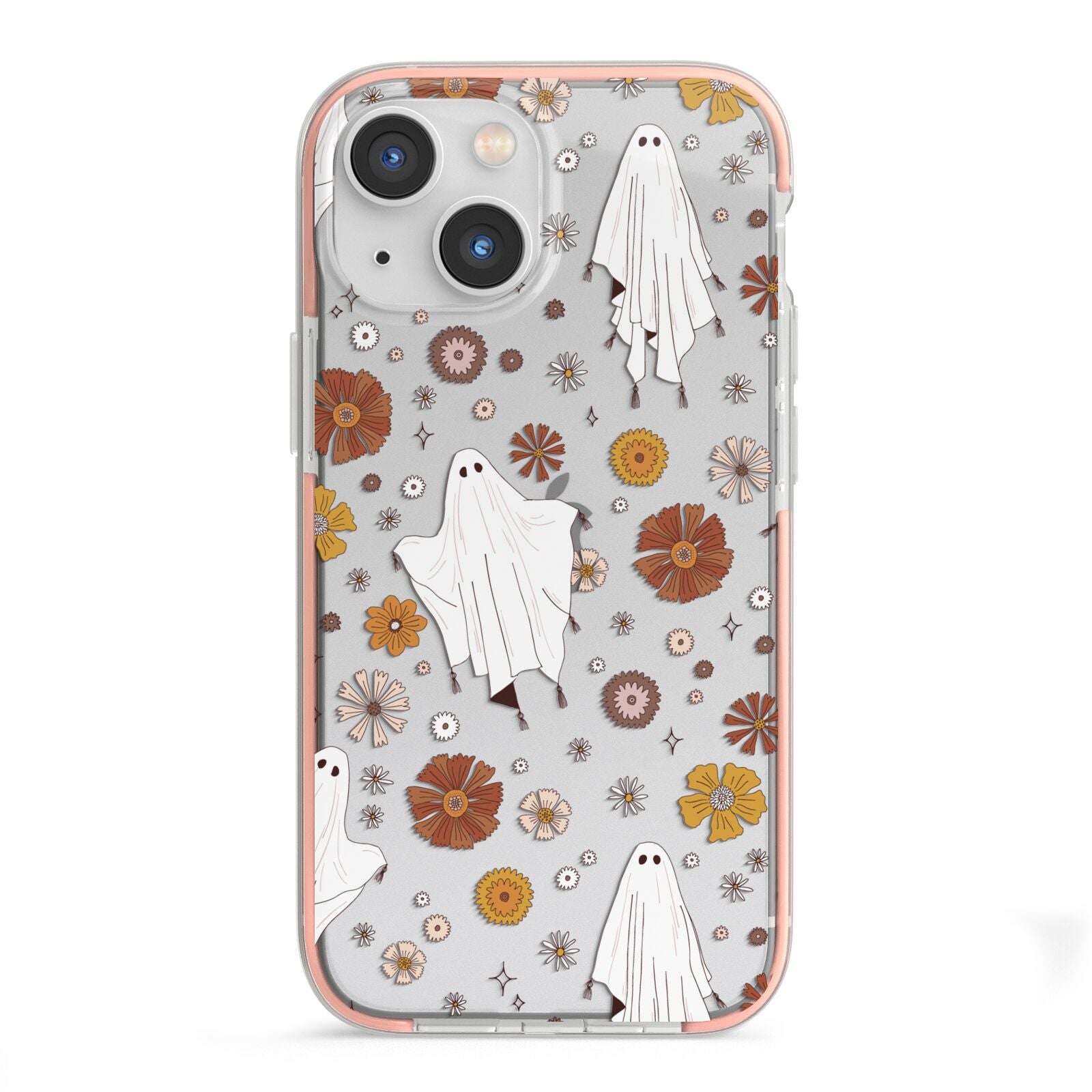 Halloween Ghost iPhone 13 Mini TPU Impact Case with Pink Edges